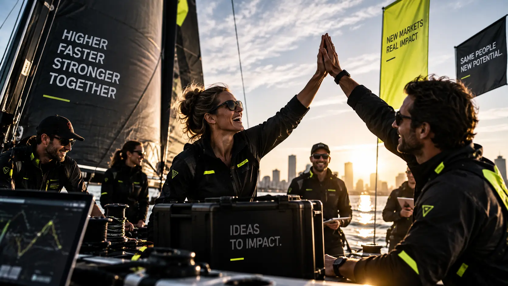 A team celebrating new market impact